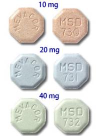 Mevacor 10mg, 20mg, 40mg